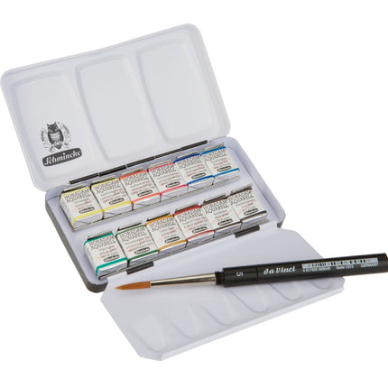 Schmincke Horadam Aquarell Set with a Brush, 12 Colours, Half-Pan