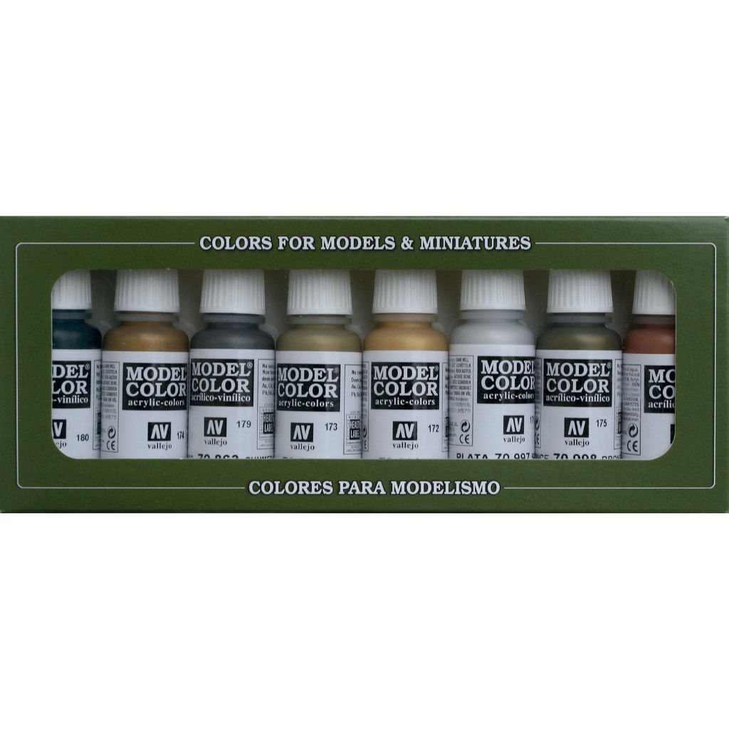 Vallejo Metallic Colors Paint Set, 8x17 ml