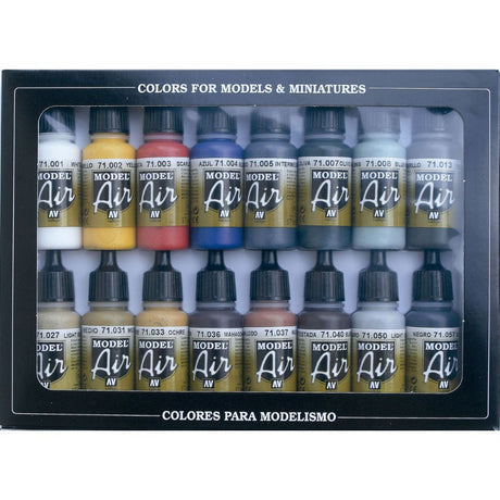 Vallejo Basic Colors Model Air Paint Set, 16x17 ml