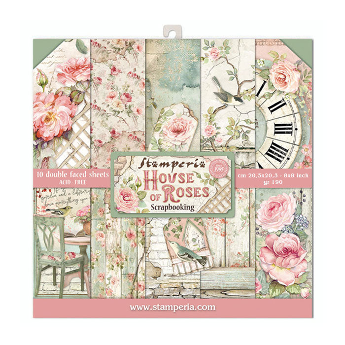 Stamperia Double-Sided Scrapbooking Paper Set - House of Roses, 10 units