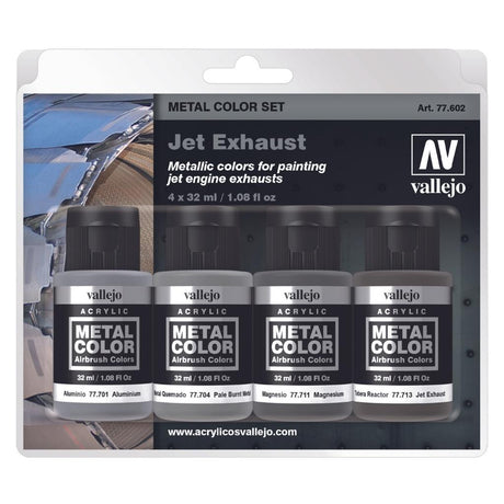 Vallejo Jet Exhaust Metal Color Paint Set, 4x32 ml