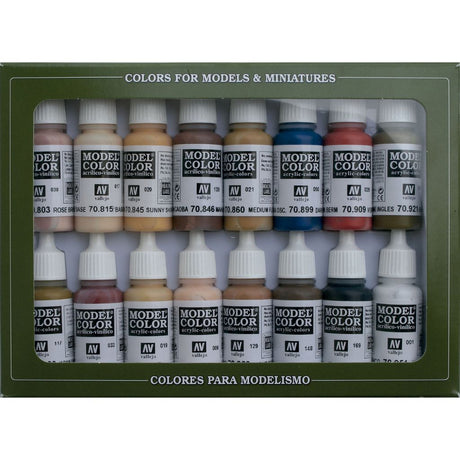 Vallejo Face & Skin Tones Acrylic Paint Set, 16x17 ml