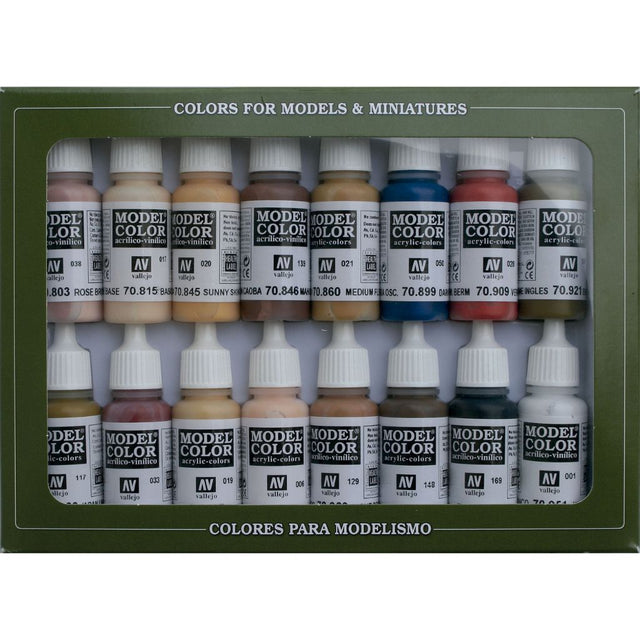 Vallejo Face & Skin Tones Acrylic Paint Set, 16x17 ml