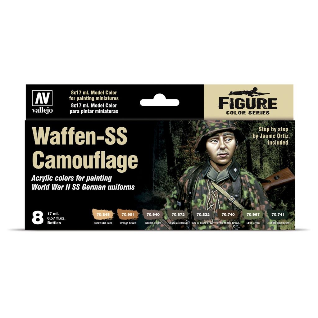 Vallejo Waffen-SS Camouflage Acrylic Paint Set, 8x17 ml