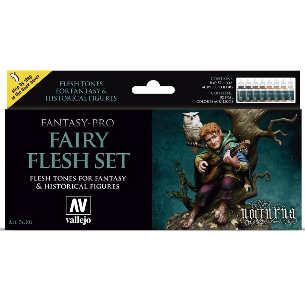 Vallejo Fairy Flesh Acrylic Paint Set, 8x17 ml