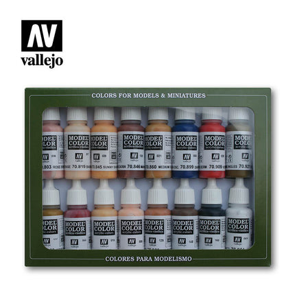 Vallejo Face & Skin Tones Acrylic Paint Set, 16x17 ml