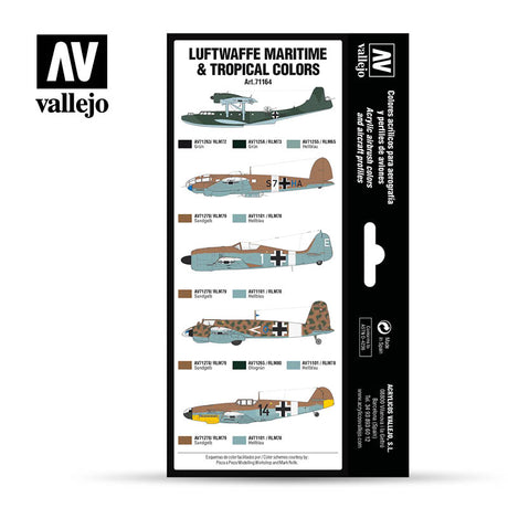 Vallejo RLM III Luftwaffe Maritime &amp; Tropical Colors Paint Set, 8x17 ml