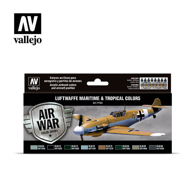 Vallejo RLM III Luftwaffe Maritime &amp; Tropical Colors Paint Set, 8x17 ml