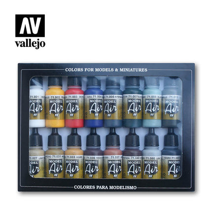 Vallejo Basic Colors Model Air Paint Set, 16x17 ml