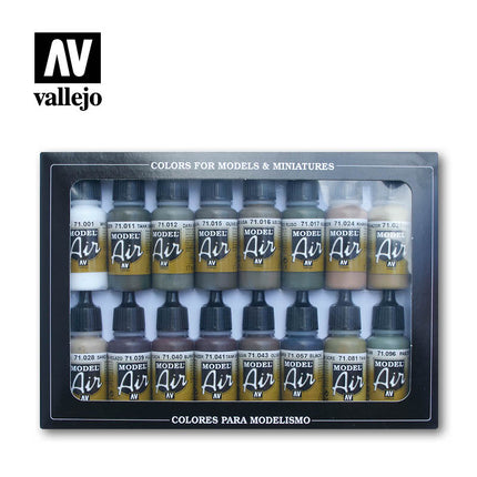 Vallejo Model Air German/Allied WWII Acrylic Paint Set, 16x17 ml