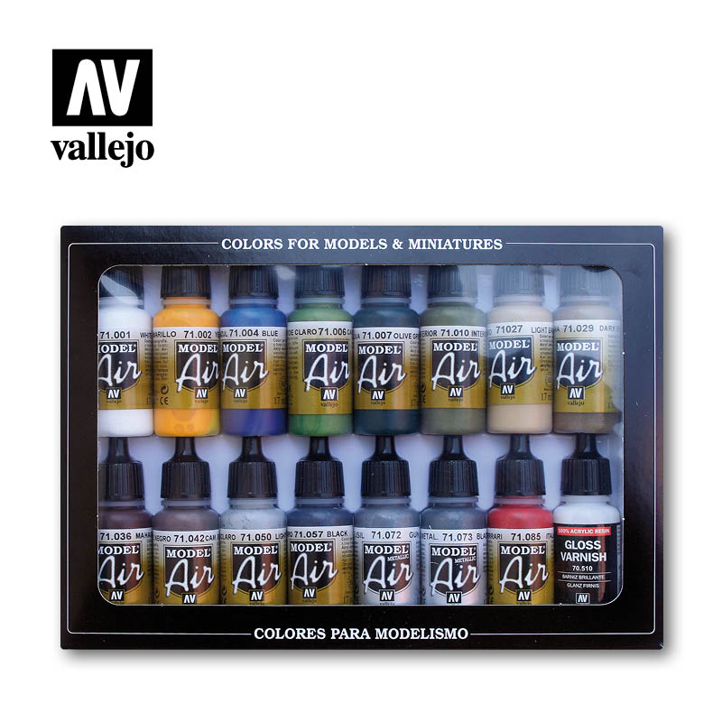 Vallejo Building Set Model Air Paint Set, 16x17 ml