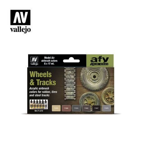 Vallejo Wheels and Tracks Model Air Paint Set, 6x17 ml