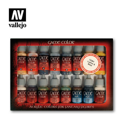 Vallejo Leather & Metal Paint Set, 16x17 ml