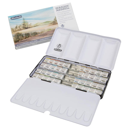 Schmincke Horadam Aquarell Super Granulation Watercolour Set in a Metal Box, 40 Colours, Half-Pan