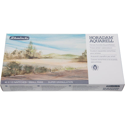 Schmincke Horadam Aquarell Super Granulation Watercolour Set in a Metal Box, 40 Colours, Half-Pan