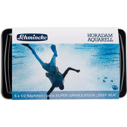 Schmincke Horadam Super Granulation Deep Sea Watercolour Set, 5 Colours, Half-Pan + Brush