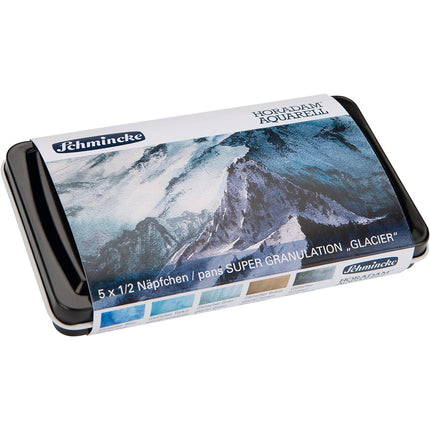 Schmincke Horadam Super Granulation Glacier Watercolour Set, 5 Colours, Half-Pan + Brush