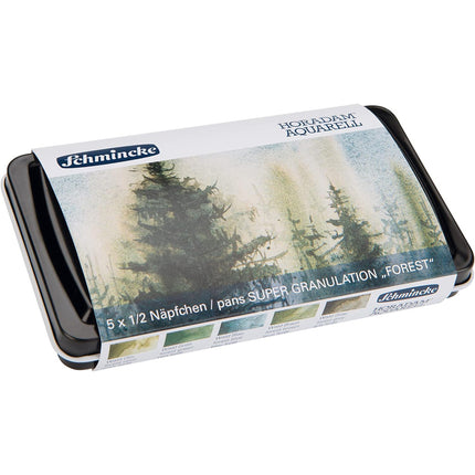 Schmincke Horadam Super Granulation Forest Watercolour Set, 5 Colours, Half-Pan + Brush