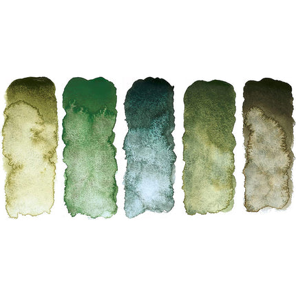 Schmincke Horadam Super Granulation Forest Watercolour Set, 5 Colours, Half-Pan + Brush