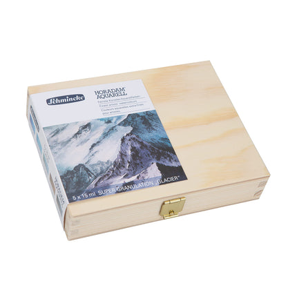 Schmincke Horadam Super Granulation Glacier Watercolour Set in a Wooden Box, 5x15 ml