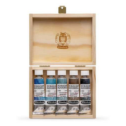 Schmincke Horadam Super Granulation Glacier Watercolour Set in a Wooden Box, 5x15 ml