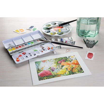 Schmincke Horadam Aquarell Empty Metal Watercolour Box, 48x1/2 Cells or 24x1/1 Cells