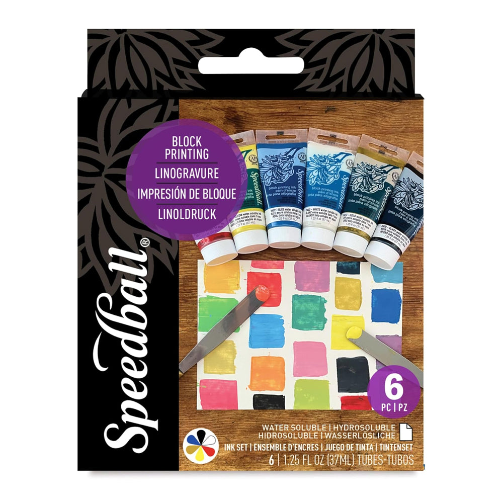 Speeeball Block Printing Ink Starter Set, 6x37 ml