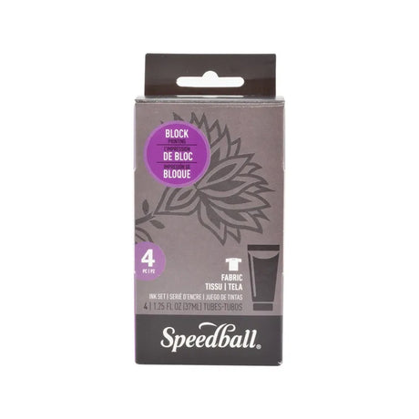 Speedball Fabric Block Printing Ink Set, 4x37 ml