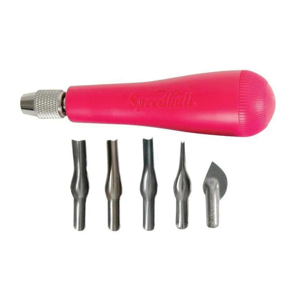 Speedball Lino Cutter Set, 1 Handle + 5 Cutters