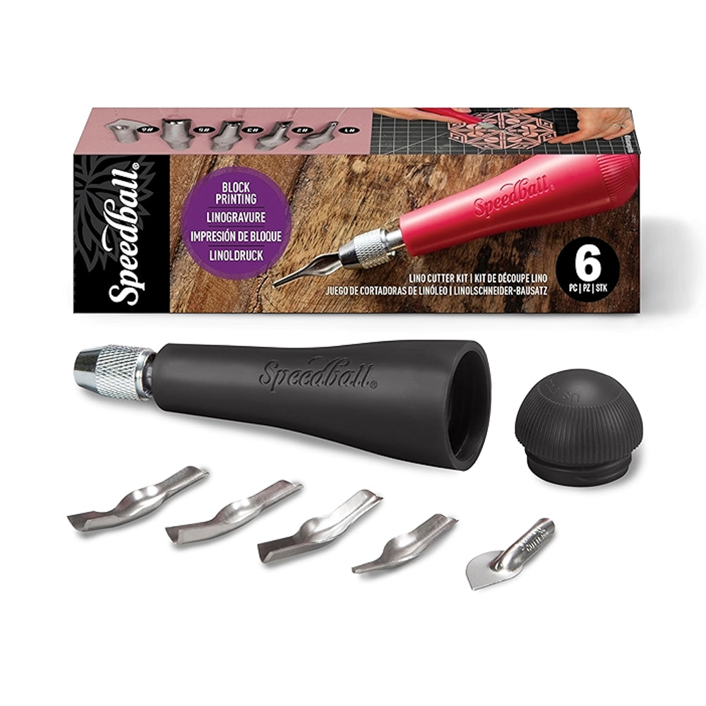 Speedball Lino Cutter Set, 1 Black Handle + 5 Cutters