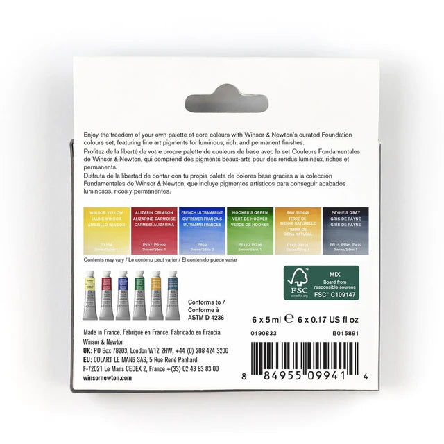 Winsor & Newton Professional Watercolour Tubes Foundation Set, 6x5 ml