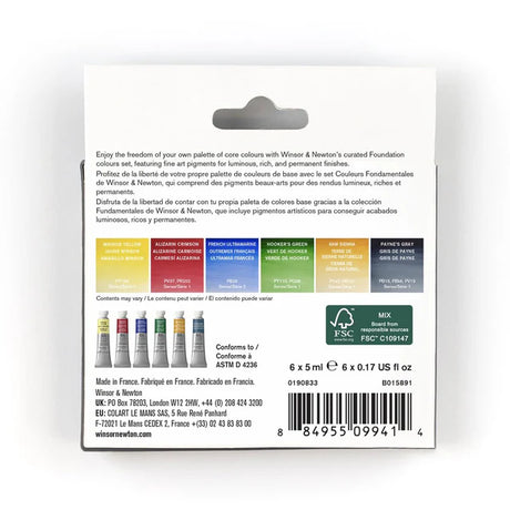Winsor & Newton Professional Watercolour Tubes Foundation Set, 6x5 ml