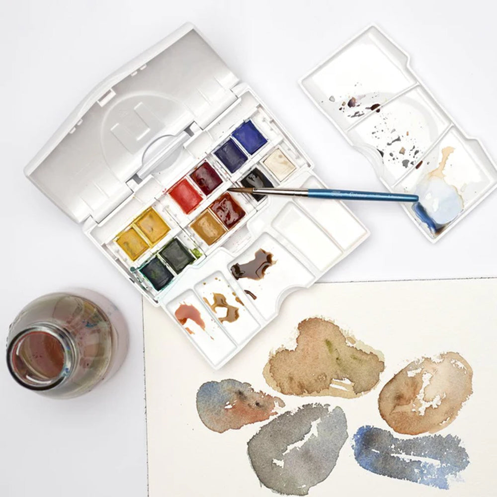 Winsor & Newton Cotman Watercolour Palette Pocket Set, 12 Half Pans