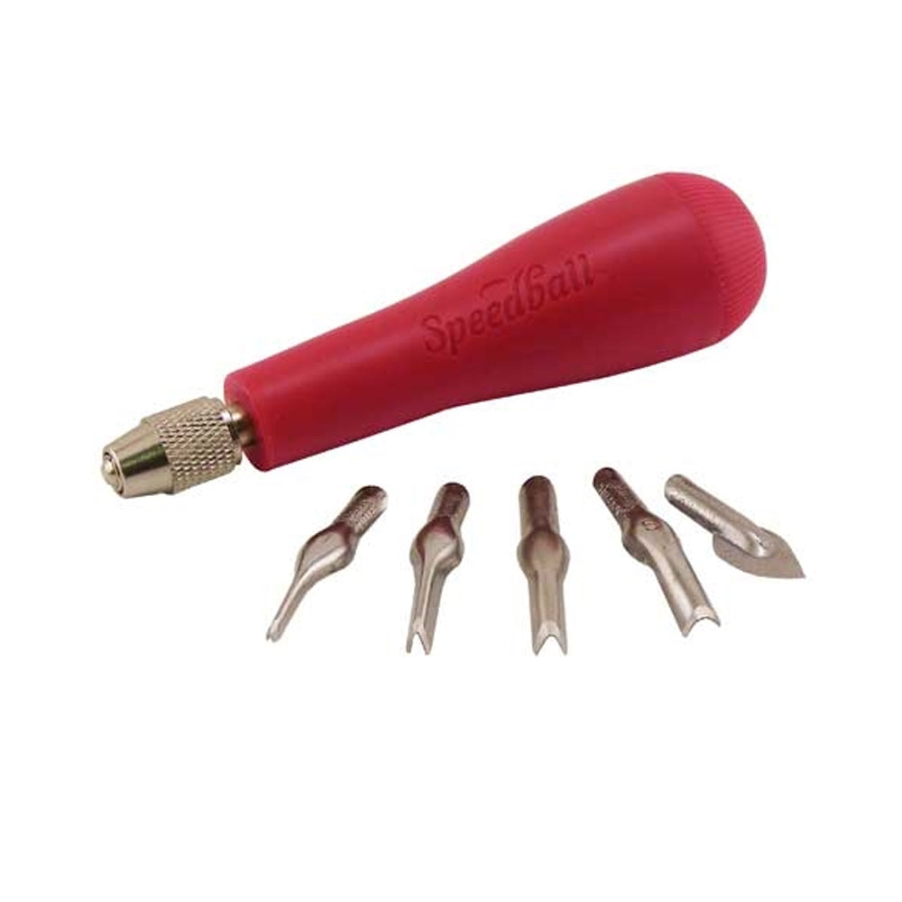 Speedball Lino Cutter Carded Set, 1 Handle + 5 Cutters