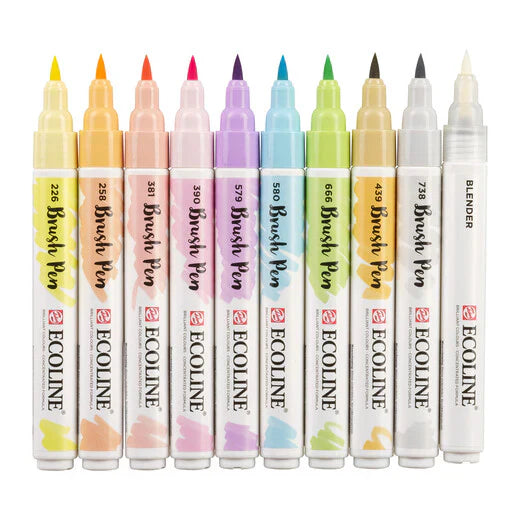 Ecoline Brush Pen set Pastel, 10 colours
