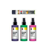 Marabu Fashion Spray Fabric Paint TROPICAL ISLAND Trend Set, 3x100 ml, 1x25 ml