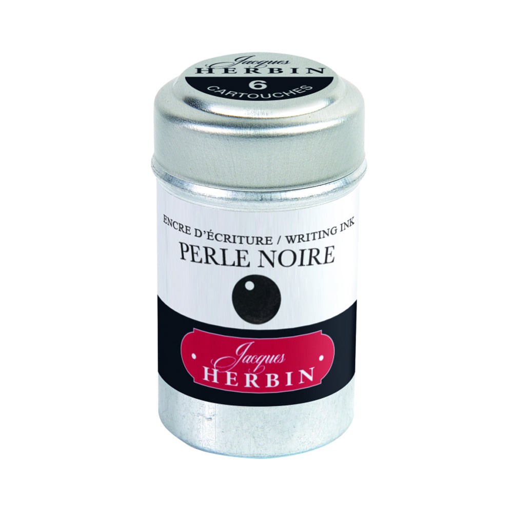 Jacques Herbin La Perle des Encres Ink Cartridges, Black, 6 pcs.