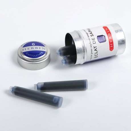 Jacques Herbin La Perle des Encres Ink Cartridges, Sapphire Blue, 6 pcs.