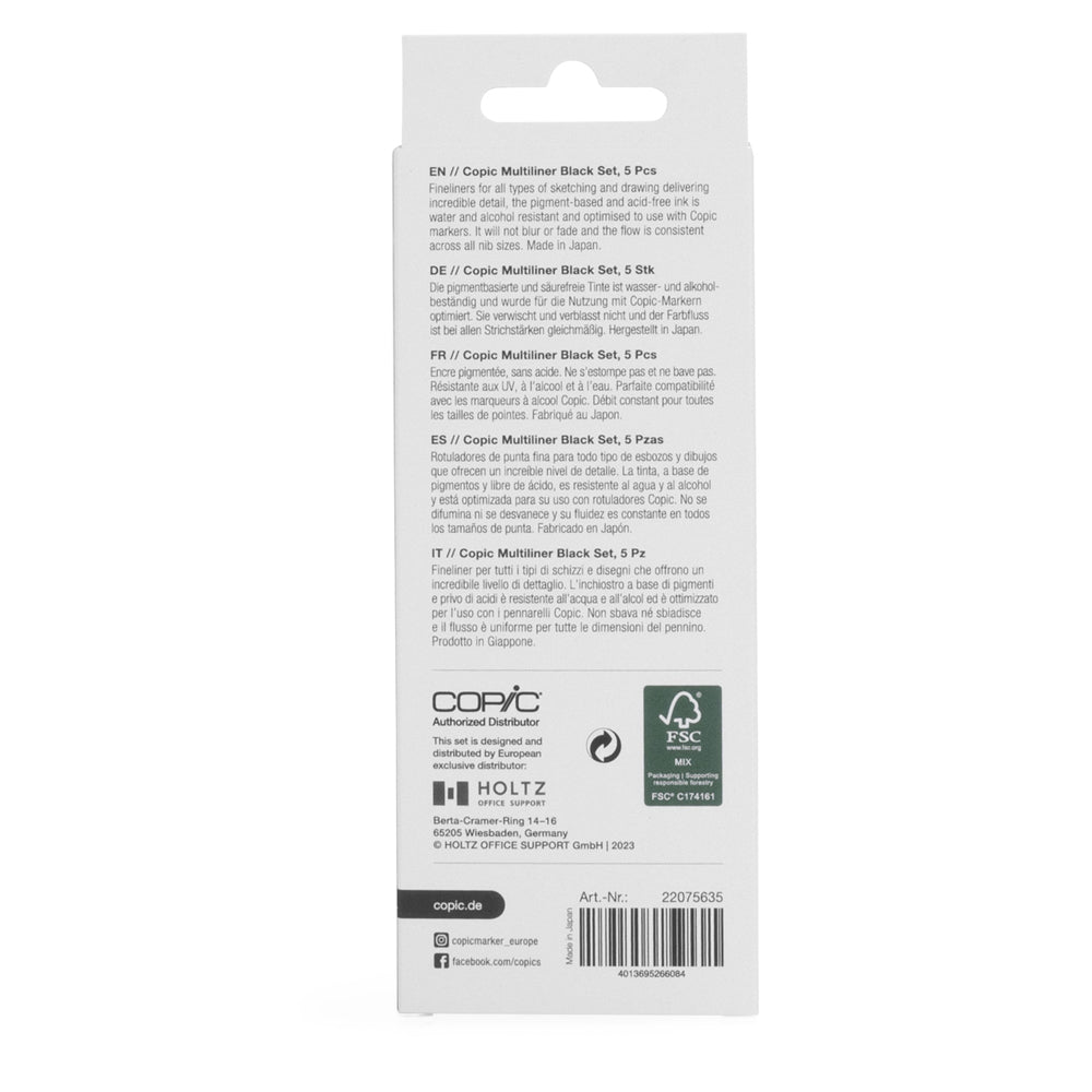 Copic Multiliner Black Set, 5 pcs.