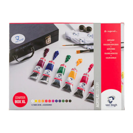 Van Gogh Acrylic Paint Starter Box XL, 12 x 40 ml + accessories