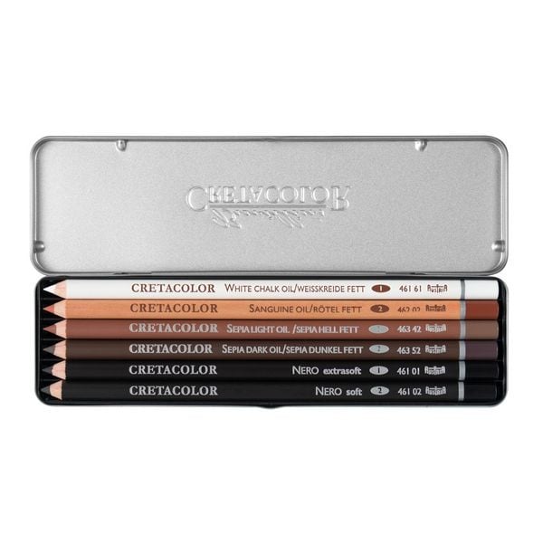 Cretacolor Oil Drawing Pencils Set, 6 pcs.