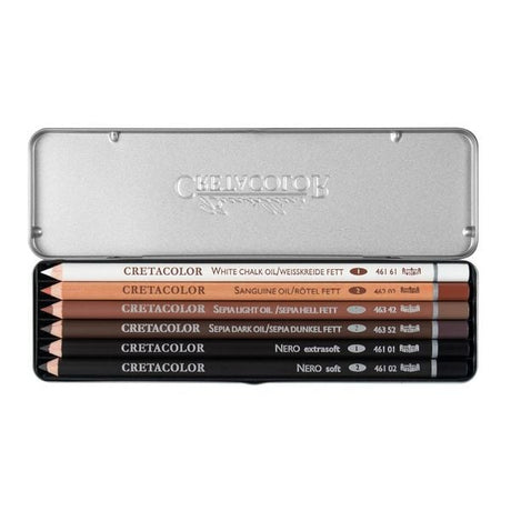 Cretacolor Oil Drawing Pencils Set, 6 pcs.