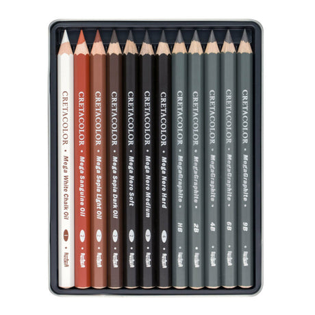 Cretacolor The X-Sketch MEGA Pencils Drawing Set, 12 pcs.