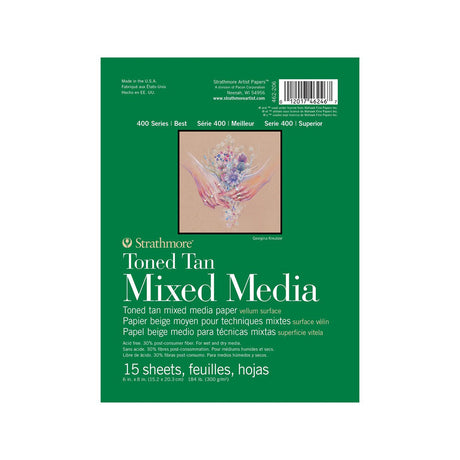 Strathmore Mixed Media 400 Series Toned Tan Paper Pad, 300 gsm, 15 sheets