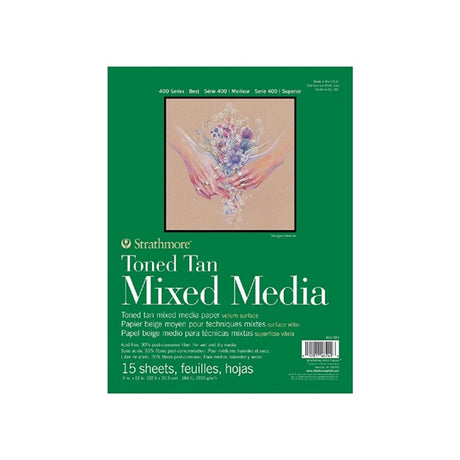 Strathmore Mixed Media 400 Series Toned Tan Paper Pad, 300 gsm, 15 sheets