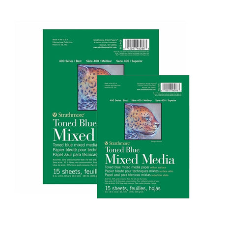 Strathmore Mixed Media 400 Series Toned Blue Paper Pad, 300 gsm, 15 sheets