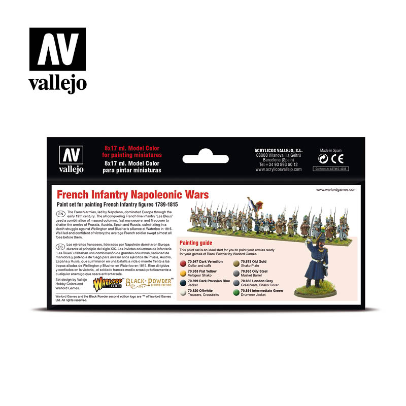 Vallejo French Infantry Napoleonic Wars Acrylic Paint Set, 8x17 ml