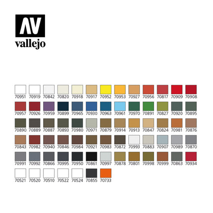 Vallejo Basic Model Color 72 Colours Acrylic Paint Set with Brushes in a Plastic Box, 72x17 ml