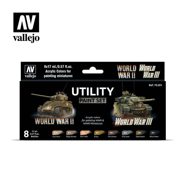 Vallejo Utility WWII & WWIII Acrylic Paint Set, 8x17 ml