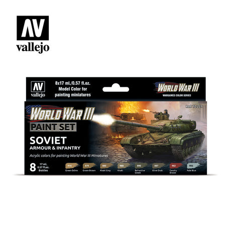 Vallejo Model Color WWIII Soviet Armour & Infantry Acrylic Paint Set, 8x17 ml